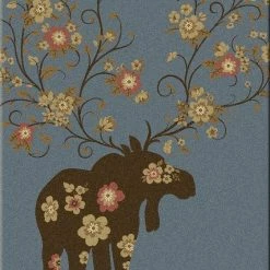 American Dakota Textiles Decor National Park Collection: Moose Blossom Blue Area Rugs