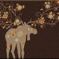 American Dakota Textiles Decor National Park Collection: Moose Blossom Chocolate Area Rugs