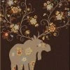 American Dakota Textiles Decor National Park Collection: Moose Blossom Chocolate Area Rugs