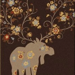American Dakota Textiles Decor National Park Collection: Moose Blossom Chocolate Area Rugs
