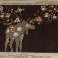 American Dakota Textiles Decor National Park Collection: Moose Blossom Chocolate Area Rugs