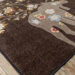American Dakota Textiles Decor National Park Collection: Moose Blossom Chocolate Area Rugs