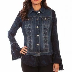 Scully Leather Company Women's Honey Creek Collection Vest: Denim Lace Up Panels 8 Scully Leather Company Women's Honey Creek Collection Vest: Denim Lace Up Panels
