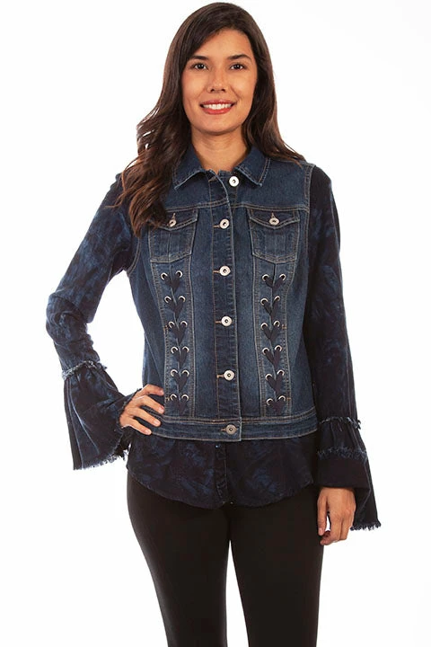 Scully Leather Company Women's Honey Creek Collection Vest: Denim Lace Up Panels 5 Scully Leather Company Women's Honey Creek Collection Vest: Denim Lace Up Panels