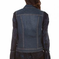 Scully Leather Company Women's Honey Creek Collection Vest: Denim Lace Up Panels 9 Scully Leather Company Women's Honey Creek Collection Vest: Denim Lace Up Panels