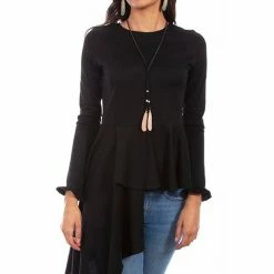 Scully Leather Company Women's Honey Creek Collection Blouse: Asymetrical Peplum Pullover