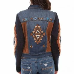 Scully Leather Company Women's Honey Creek Jacket Collection: Denim Jacket Aztec Embroidery