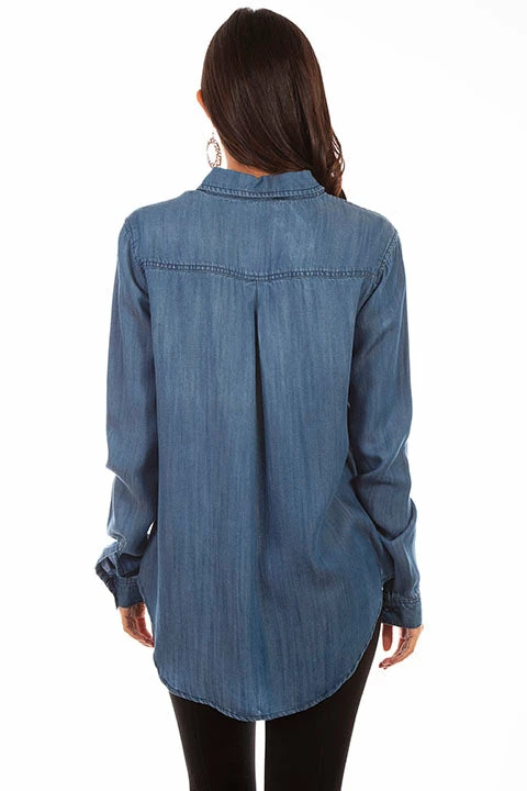 Scully Leather Company Women's Honey Creek Collection Blouse: Denim Western Fringe Ladies' 4 Scully Leather Company Women's Honey Creek Collection Blouse: Denim Western Fringe Ladies'
