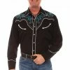 Scully Leather Company Men's Vintage Western Shirt Collection: Scully Boot Stitch With Stones