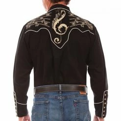 Scully Leather Company Men's Vintage Western Shirt Collection: Scully Embroidered Star Studded Notes
