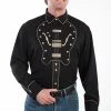 Scully Leather Company Men's Vintage Western Shirt Collection: Scully Embroidered Bib Guitar