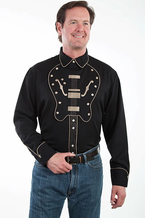 Scully Leather Company Men's Vintage Western Shirt Collection: Scully Embroidered Bib Guitar 3 Scully Leather Company Men's Vintage Western Shirt Collection: Scully Embroidered Bib Guitar
