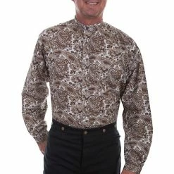Scully Leather Company Men's Western Shirt Collection: Scully Rangewear Paisley Brown