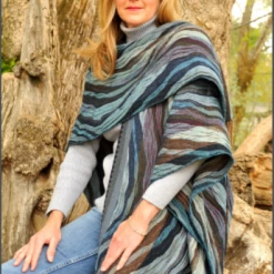 Rhonda Stark Italian Acrylic Collection: Shawl Ocean Wave, Fringe Ladies'