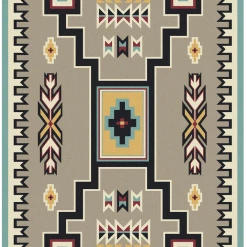 American Dakota Textiles Decor Voices Collection: Old Crow Suede Turquoise Area Rugs