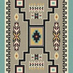 American Dakota Textiles Decor Voices Collection: Old Crow Suede Turquoise Area Rugs