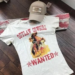 Original Cowgirl Clothing T-Shirts: Outlaw Cowgirl Wanted Ladies' 8 Original Cowgirl Clothing T-Shirts: Outlaw Cowgirl Wanted Ladies'