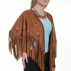 Scully Leather Company Women's Honey Creek Collection Accessory: Wrap Faux Suede Cape Southwest Style