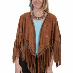 Scully Leather Company Women's Honey Creek Collection Accessory: Wrap Faux Suede Cape Southwest Style