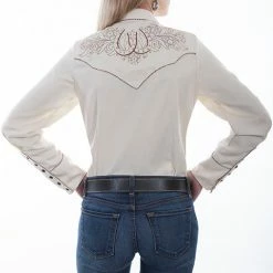 Scully Leather Company Women's Vintage Western Shirt Collection: Scully Roses Horseshoe Embroidery