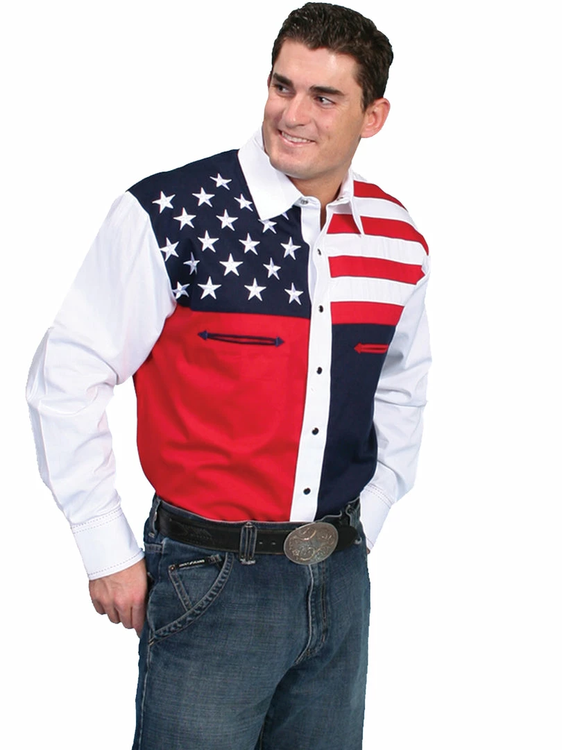 Scully Leather Company Men's Western Shirt Collection: Scully Patriotic Stars And Stripes 3 Scully Leather Company Men's Western Shirt Collection: Scully Patriotic Stars And Stripes