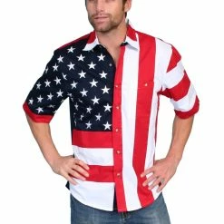 Scully Leather Company Men's Western Shirt Collection: Scully Show Your Stars & Stripes Short Sleeves