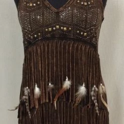 Pat Dahnke Distressed Brown Two Tiered Tunic Top