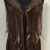 Pat Dahnke Ladies' Distressed Brown Feather Short Vest