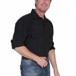 Scully Leather Company Men's Cantina Cotton Collection: Roll Up Sleeve And Point Collar