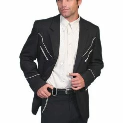 Scully Leather Company Men's Fabric Jacket Collection: Scully Western Blazer With White Piping