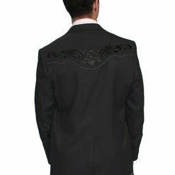 Scully Leather Company Men's Fabric Jacket Collection: Scully Western Blazer Black Floral Embroidery