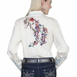 Scully Leather Company Ladies' Women's Vintage Western Shirt Collection: Scully Embroidered Horse And Flowers 9 Scully Leather Company Ladies' Women's Vintage Western Shirt Collection: Scully Embroidered Horse And Flowers