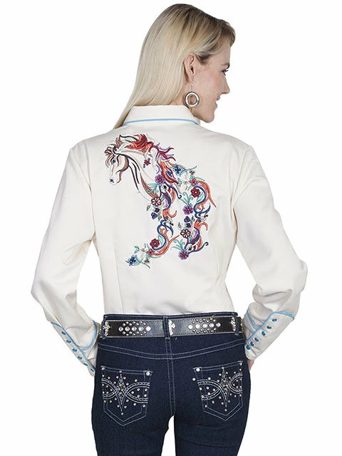 Scully Leather Company Ladies' Women's Vintage Western Shirt Collection: Scully Embroidered Horse And Flowers 5 Scully Leather Company Ladies' Women's Vintage Western Shirt Collection: Scully Embroidered Horse And Flowers