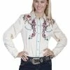 Scully Leather Company Ladies' Women's Vintage Western Shirt Collection: Scully Embroidered Horse And Flowers
