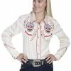 Scully Leather Company Women's Vintage Western Shirt Collection: Scully Sugar Skull Cream Ladies'