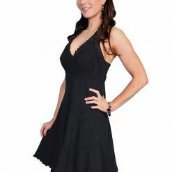 Scully Leather Company Women's Cantina Collection Dress: Halter Style With Ruffle Hem Black