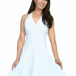 Scully Leather Company Women's Cantina Collection Dress: Halter Style With Ruffle Hem, White