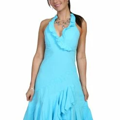 Scully Leather Company Women's Cantina Collection Dress: Halter Style With Ruffle, Turquoise Ladies'