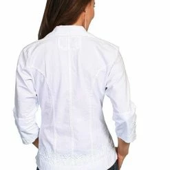 Scully Leather Company Women's Cantina Collection Top: Blouse With 3/4 Sleeves, White Ladies'
