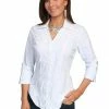 Scully Leather Company Women's Cantina Collection Top: Blouse With 3/4 Sleeves, White Ladies'