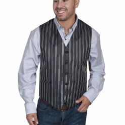 Scully Leather Company Men's Western Vest Collection: Rangewear Double Pinstripe No Lapels