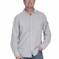 Scully Leather Company Men's Cantina Cotton Collection: Roll Up Sleeve And Point Collar