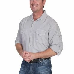 Scully Leather Company Men's Cantina Cotton Collection: Roll Up Sleeve And Point Collar