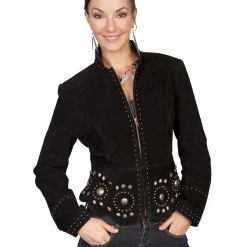 Scully Leather Company Ladies' Women's Leather Jacket Collection Suede: Scully Western Studs And Conchos