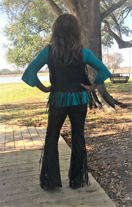 Pat Dahnke Distressed Black Feather Short Vest Ladies' 4 Pat Dahnke Distressed Black Feather Short Vest Ladies'