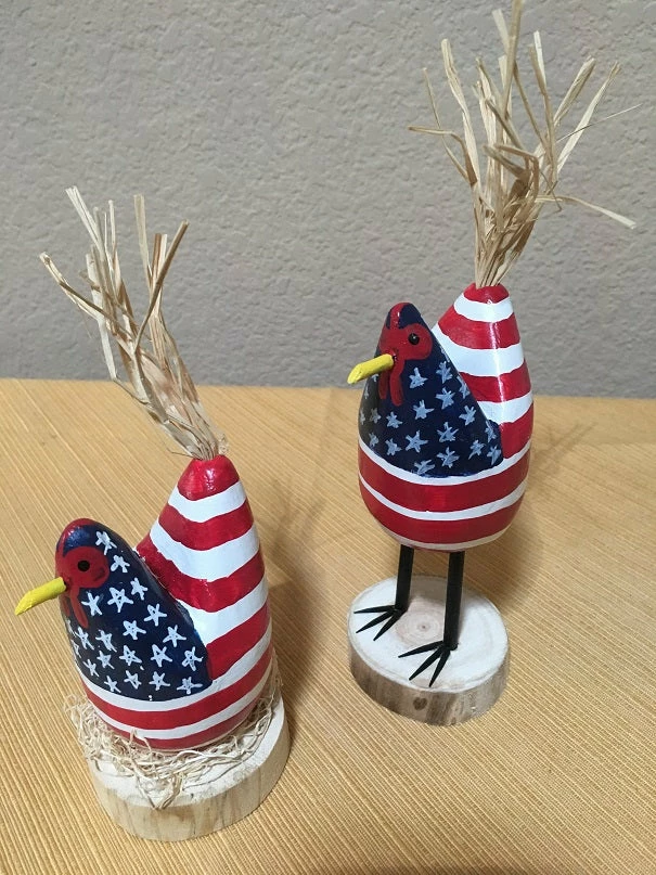 Edith Herbert John Folk Art Navajo Hand Carved Patriotic Chickens Decor 9 Edith Herbert John Folk Art Navajo Hand Carved Patriotic Chickens Decor
