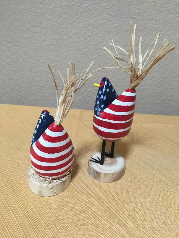Edith Herbert John Folk Art Navajo Hand Carved Patriotic Chickens Decor 10 Edith Herbert John Folk Art Navajo Hand Carved Patriotic Chickens Decor