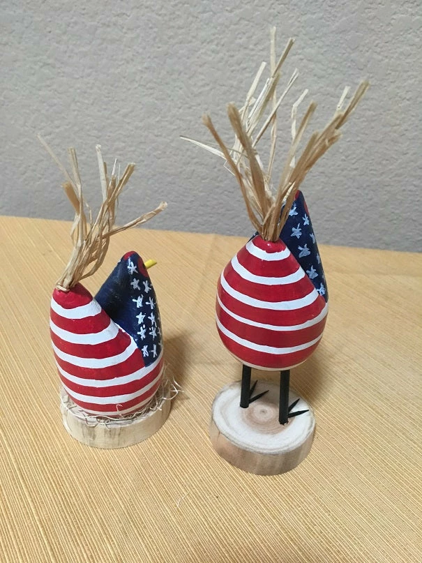 Edith Herbert John Folk Art Navajo Hand Carved Patriotic Chickens Decor 11 Edith Herbert John Folk Art Navajo Hand Carved Patriotic Chickens Decor