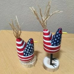 Edith Herbert John Folk Art Navajo Hand Carved Patriotic Chickens Decor 30 Edith Herbert John Folk Art Navajo Hand Carved Patriotic Chickens Decor