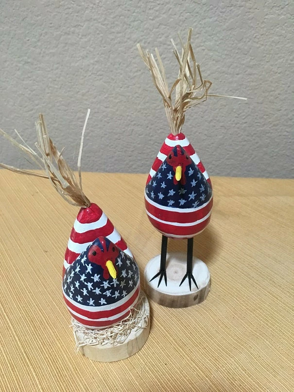 Edith Herbert John Folk Art Navajo Hand Carved Patriotic Chickens Decor 13 Edith Herbert John Folk Art Navajo Hand Carved Patriotic Chickens Decor